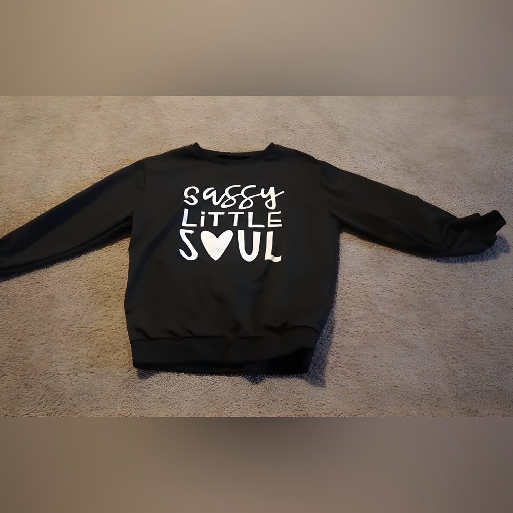 SHEIN kids size 10/12 “Sassy Little Soul” black pullover